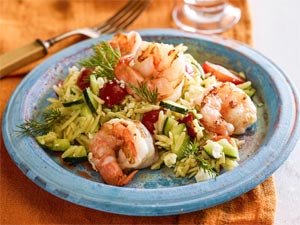 Orzo and Grilled Shrimp Salad