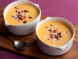 Pumpkin Soup with Chili Cran-Apple Relish